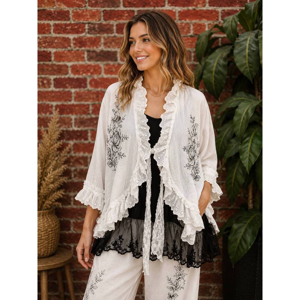 NEW PAPERLACE vintage romance cardigan in white